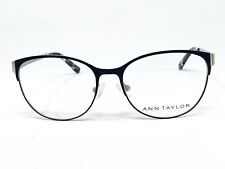 New ANN TAYLOR AT104 Matte Black/ Silver Round Womens Eyeglasses Frame 53-16-135