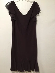 S L Fashions Womens Dress Size 16 Plum Ruffled Shoulder Straps Party 200 - Picture 1 of 7
