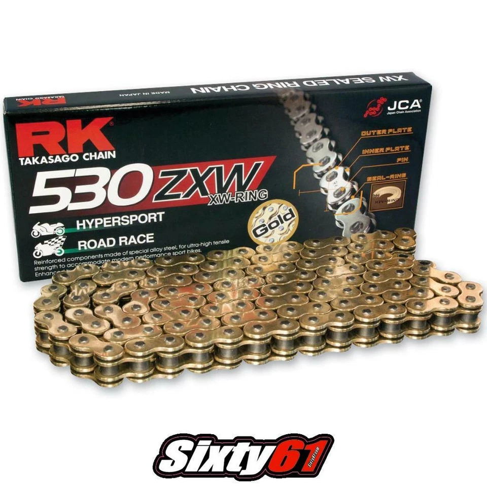 Suzuki Hayabusa Gold RK Chain GXW 150 Link-530 XW-Ring for Extended Swingarm - Image 1 of 1