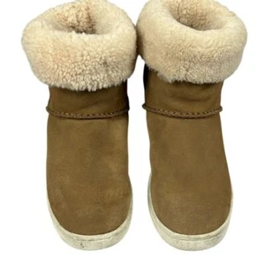 Ugg Short Sherpa Lined Suede Ankle Boots Womens Size 8 Brown - Picture 1 of 8