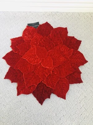 New Robert Stanley Christmas Red Velvet Poinsettia Placemat Charger
