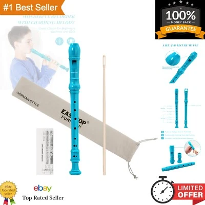 Lightweight Kids Soprano Recorder - 8 Hole Detachable Flute in Elegant Blue - Image 1 of 4