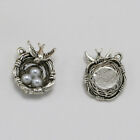 TENDYCOCO 20pcs Bird's Nest Charms for DIY Jewelry (Antique Silver)