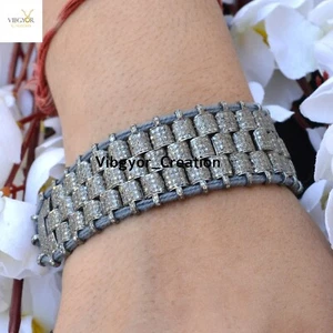 Pave Diamant Makramee Armband 925 Sterlingsilber Klatschen Schloss Unisex Schmuck - Bild 1 von 6