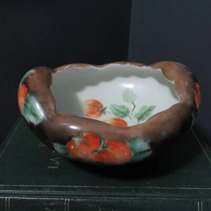 Vintage Hand Painted (Austria?) Footed Bowl Whimsical Strawberry Bowl Farmhouse - Picture 1 of 12