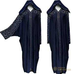 Blue Batwing Abaya Farasha Jalabiya Arab Long Dress - Picture 1 of 5