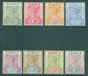 SG 37-44 Gambia 1898-1902. 1⁄2d a 1/- juego de 8. Montado fino como nuevo CAT £130 - Imagen 1 de 1