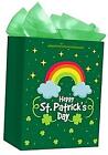  Sacs-cadeaux Saint-Patrick 13 pouces grand sac en trèfle irlandais avec tissu vert