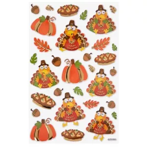 Gold Foil Fall Thanksgiving Icon Stickers Planner Supply Scrapbook Crafts Turkey - Picture 1 of 1