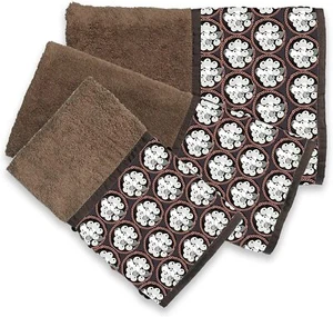 Bathroom Accessories Sinatra Brown 3 Piece Towel Set - Picture 1 of 2