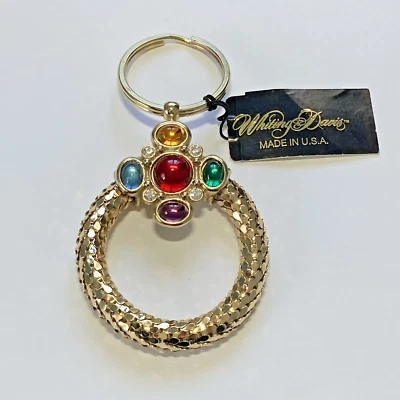 Anillo Llavero Malla Cadena Serpiente Piedras Preciosas Tono Dorado Whiting & Davis De Colección Raro Foto 1 de 4