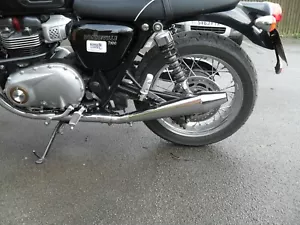 TRIUMPH BONNEVILLE T100 T120 EXHAUSTS SHORT CHROME PEASHOOTERS FROM NORMAN HYDE - Picture 1 of 3