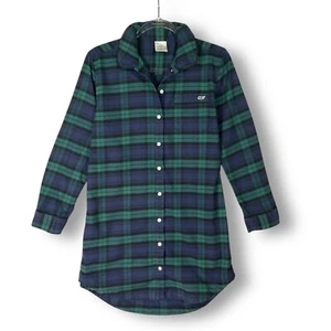 Vineyard Vines Flannel Nightshirt Sz S Blackwatch Plaid Sleep Shirt Pajama - Picture 1 of 10