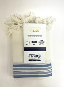TALLIT 100% wool , 100% Kosher stripes does not slide, light blue color size 60 - Picture 1 of 4