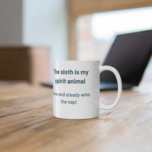 Keramiktasse, Faultier ist mein Geist Tier, süße Kaffeetasse, 11oz, Geschenk für - Bild 1 von 7