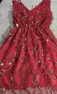 Southern Fried Chics ärmelloses Damenkleid weinrot, rot Pailletten Größe Medium - Bild 1 von 21