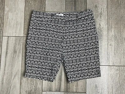 White House Black Market Chino Shorts Womens Size 14 Mid Rise Black White Geo - Image 1 of 4