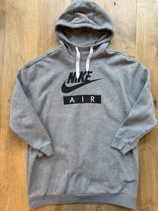 Nike Air Oversized Long Hoodie Sweatshirt Gray Y2K AT5417-091 Women's Size Small - Picture 1 of 17
