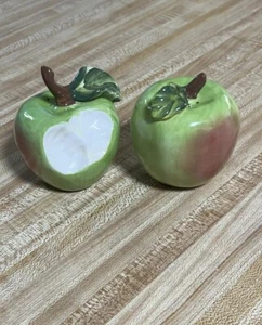Blue Sky Ceramic Granny Smith Green Apple Salt and Pepper Shakers 3 Inches - Picture 1 of 6