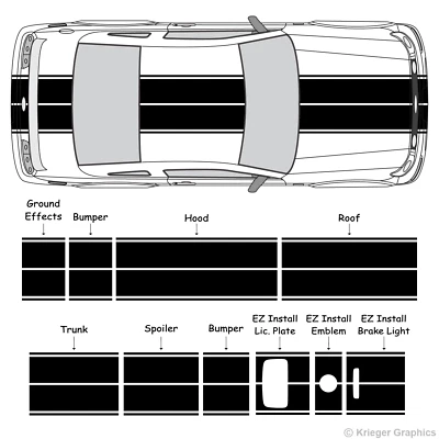 3M Eleanor Rally Racing Stripes for 2005-09 Ford Mustang 2006 2007 2008 2009 - Image 1 of 4