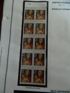 US SC# 2710a madonna & Child 29c booklet pane of 10 MNH 1992 - Picture 1 of 1