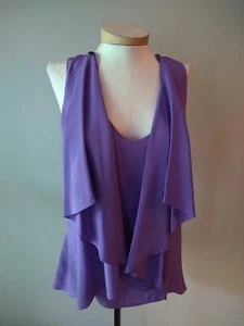 NWT $225 sz 0 VINTAGE ETCETERA DRAPING SILK TUNIC BLOUSE CONVERTIBLE SLEEVES - Picture 1 of 9