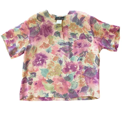 Blusa floral rosa vintage Carole Little años 90 Foto 1 de 4