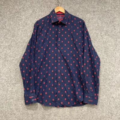 Hawes & Curtis Shirt Mens Size XL Slim Fit Blue Red Long Sleeve Button Up 46021 - Image 1 of 4