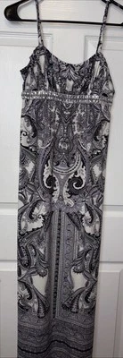 Maxi Vestido para Mujer INC International Concepts Negro Blanco Elastizado con Cuentas Talla PS Foto 1 de 4