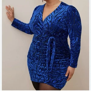 Torrid blau schwarz Samt Burnout Kleid Langarm Damen 14 Party Clubbing - Bild 1 von 12