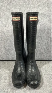 Hunter Carnaby Boatall Zinn Schlangenprägung Gummi Regen Stiefel Größe 8 - Bild 1 von 8