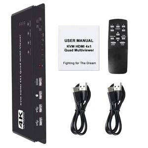Hotkey 4K 4x1 KVM HDMI Quad Multi-Viewer Display Switch Vedio Wall Controller t - Picture 1 of 11