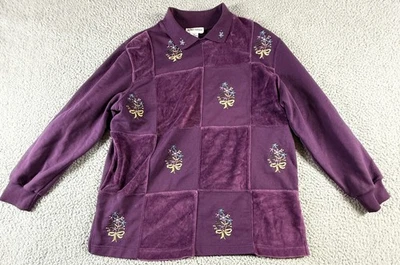 Moletom Alfred Dunner Feminino Pulôver Manga Longa Bordado Roxo Tamanho M - Imagem 1 de 4