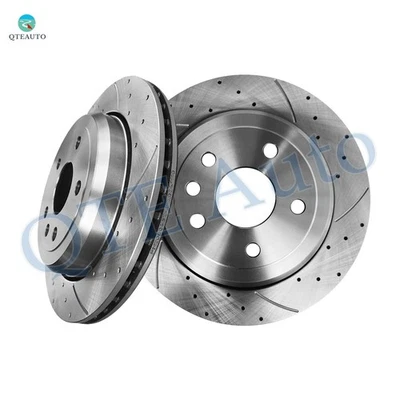 Rotores de disco de freno ranurados perforados traseros 329,9 mm para Dodge Durango 2011-2021 Foto 1 de 4