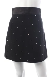 Miu Miu Minirock aus Krepp mit Kristallverzierung / Schwarz - Bild 1 von 4