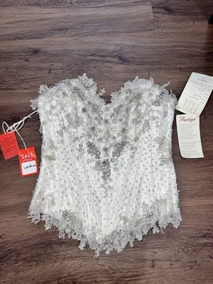 NWT Farage Paris Destiny Ivory Wedding Bodice Corset Swarovski Crystal 10 $2780 - Image 1 of 4