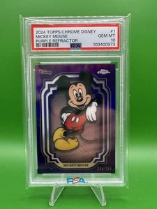 2024 Topps Chrome Disney Mickey Mouse  #1 Purple Refractor /199 PSA 10 - Picture 1 of 3