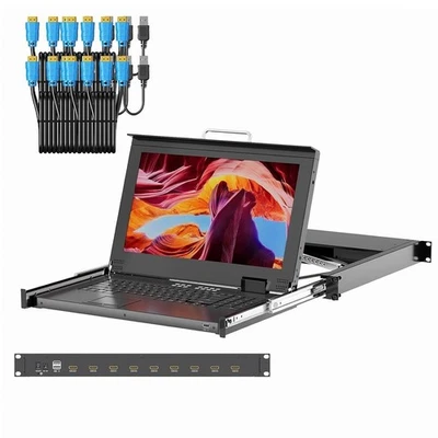 Rack Mount KVM Console Arvitek 15.6" LCD KVM Switch 8 Port HDMI Missing Parts - Image 1 of 4