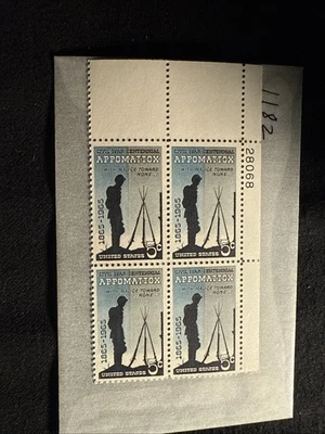 USA Scott #1182, Plate Block 1965 Civil War Appomattox 5c MNH - Image 1 of 4