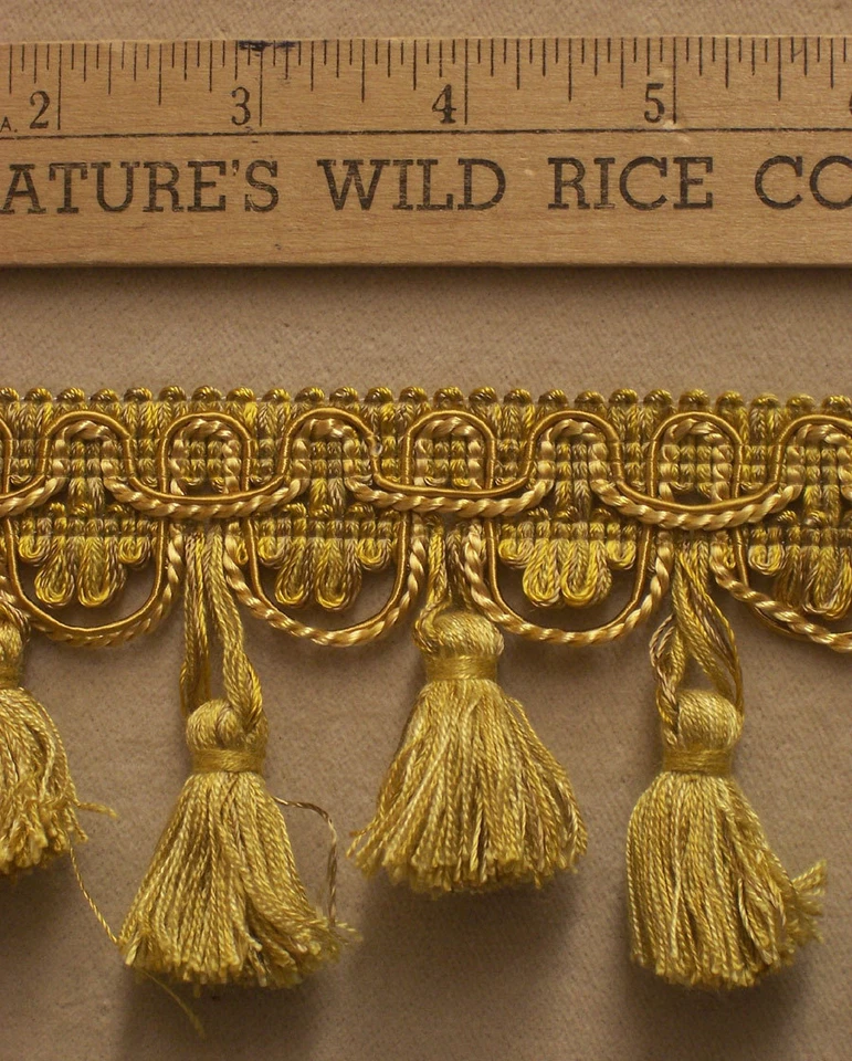 Tassel Trim in Yellow Gold & Taupe 163" Long Sewing Crafts   TR 137 Foto 1 de 1