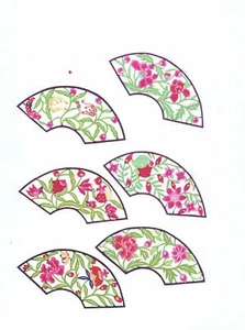 Paper Cuts Fan Shape Flower Set 6 colorful small pieces Chen 3 packets Lot - Imagen 1 de 7