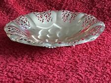 Silver Plate Pierced Dish Sweets, Peanuts, Chocolates Table Ware C 1970 Quist