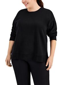 MSRP $30 Id Ideology Plus Size Solid Crewneck Sweatshirt Black Size 3X