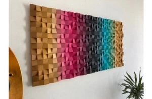 Multi acoustic sound diffuser panels, Mosaic wood wall art, 3d Sound diffuser - Picture 1 of 3