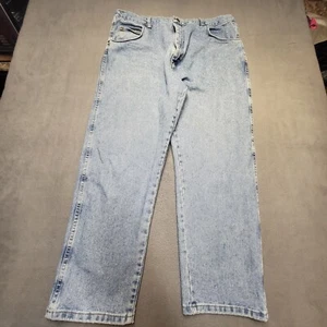Wrangler Blues Jeans Mens 39x29 Blue Straight Leg Distressed Denim - Picture 1 of 10