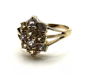 9ct Gold Citrine Ring Statement 9K Gold Yellow Citrine Stone Set Cluster Ring - Picture 1 of 24