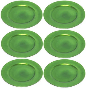 Platzteller Dekoteller Kunststoff Ø 33 cm grün - 6 Teller im Sparpack used look - Picture 1 of 1