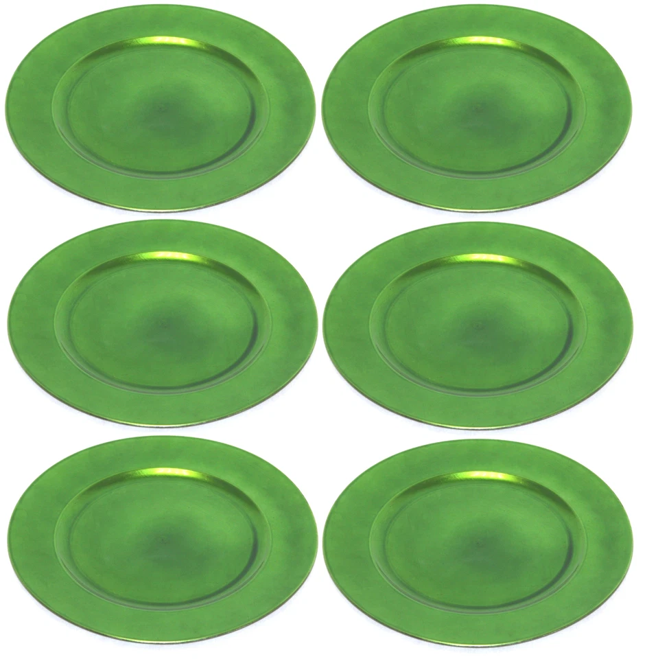 Platzteller Dekoteller Kunststoff Ø 33 cm grün - 6 Teller im Sparpack used look - Bild 1 von 1