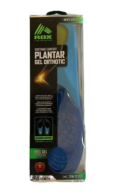 RBX Soothing Comfort Plantar Gel Ortopédico Salto Gel Masculino 8-12 Acabamento no Tamanho - NOVO - Imagem 1 de 4