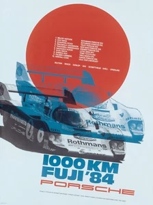Póster vintage de coche de carreras Porsche 1000 km Fuji 1984 - Imagen 1 de 1